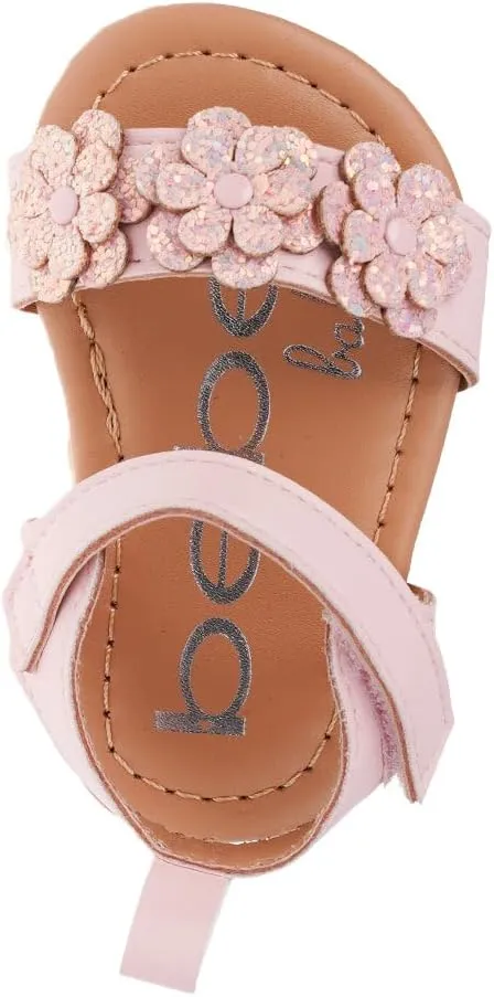 bebe Girl's Infant Flat Shoes - Flats with Metallic Shimmer, Glitter and Rhinestone For Infants