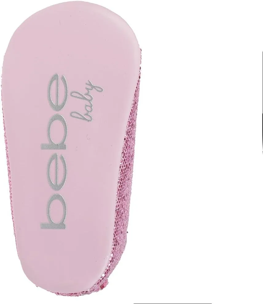 bebe Girl's Infant Flat Shoes - Flats with Metallic Shimmer, Glitter and Rhinestone For Infants