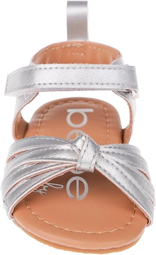 bebe Girl's Infant Flat Shoes - Flats with Metallic Shimmer, Glitter and Rhinestone For Infants