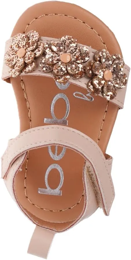bebe Girl's Infant Flat Shoes - Flats with Metallic Shimmer, Glitter and Rhinestone For Infants