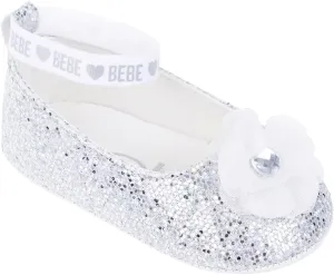 bebe Girl's Infant Flat Shoes - Flats with Metallic Shimmer, Glitter and Rhinestone For Infants