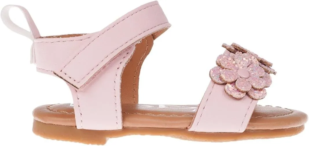 bebe Girl's Infant Flat Shoes - Flats with Metallic Shimmer, Glitter and Rhinestone For Infants