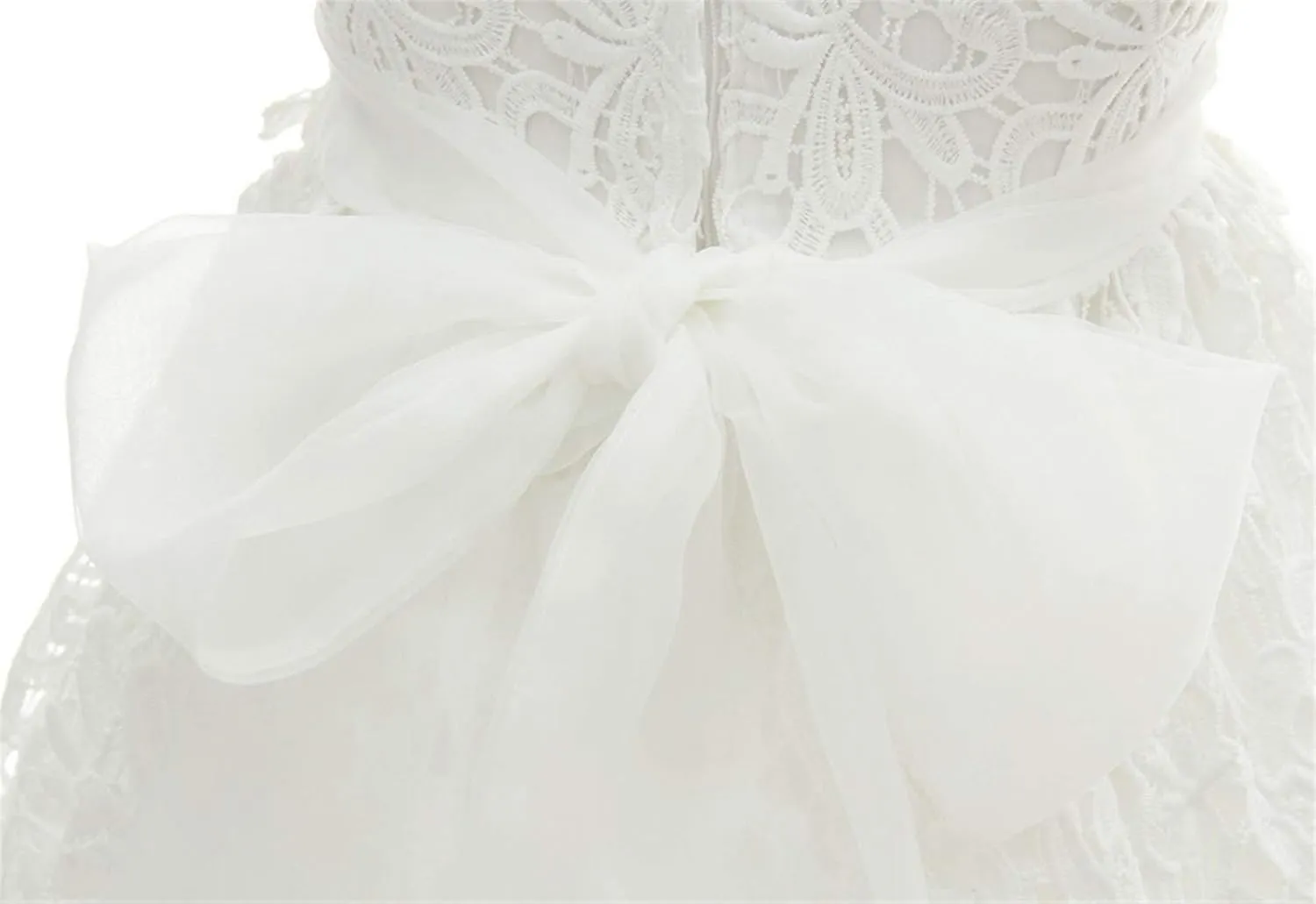 Bow Dream Baby Girls 4 Pcs Gown and Bonnet Christening Baptism Dress Lace Baby Dress