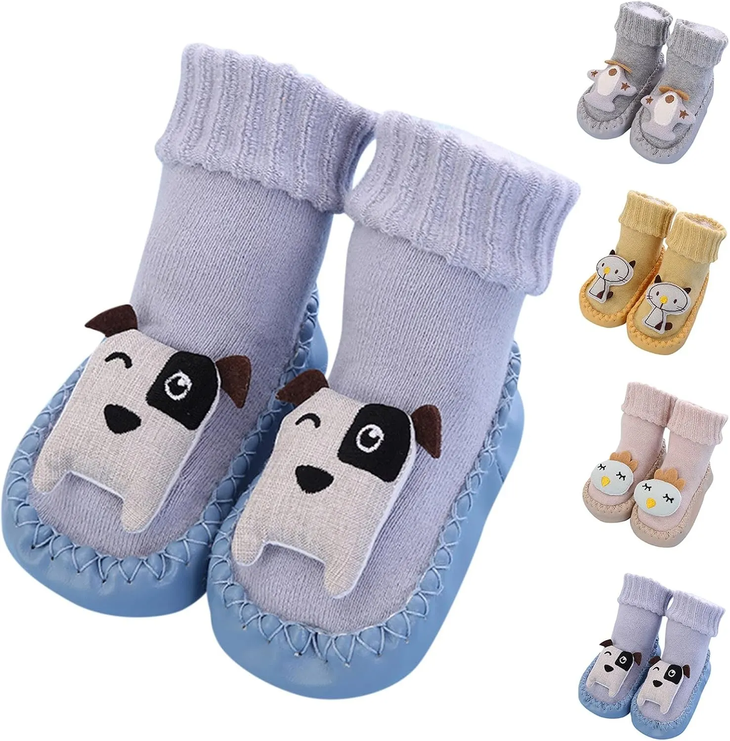 Boys Girls First Walking Shoes Spring Ankle Knit Slippers Cute 3D Animal Non Slip Soft Sole Sneakers Infant Shoes