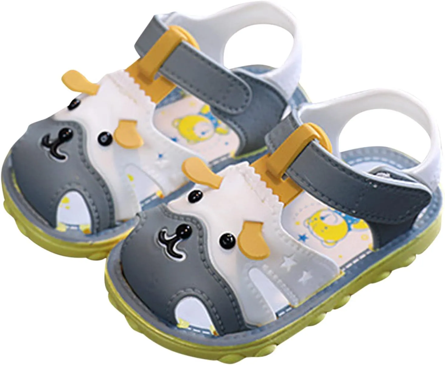 Boys Girls Summer Sandals Cartoon Dog Sandals Closed Toe Slip Premium Rubber Sole Toddler White Dress Shoes for Girls
