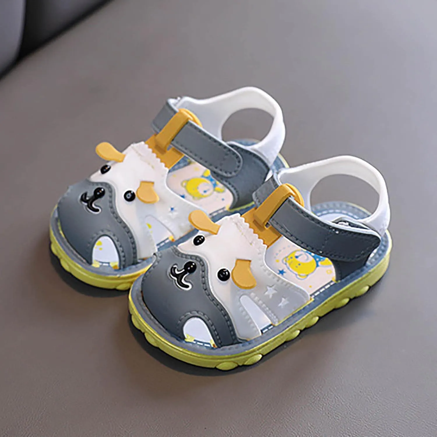 Boys Girls Summer Sandals Cartoon Dog Sandals Closed Toe Slip Premium Rubber Sole Toddler White Dress Shoes for Girls