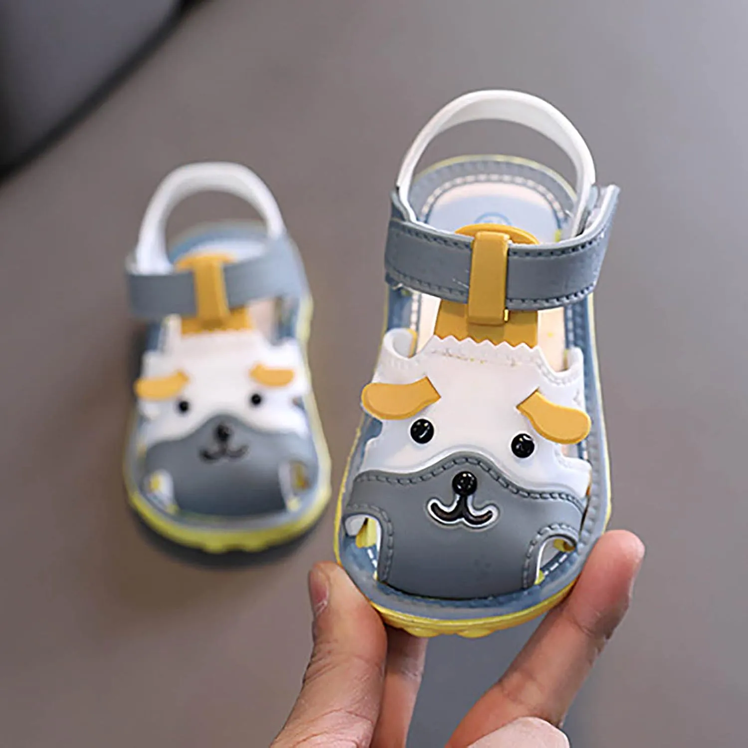 Boys Girls Summer Sandals Cartoon Dog Sandals Closed Toe Slip Premium Rubber Sole Toddler White Dress Shoes for Girls