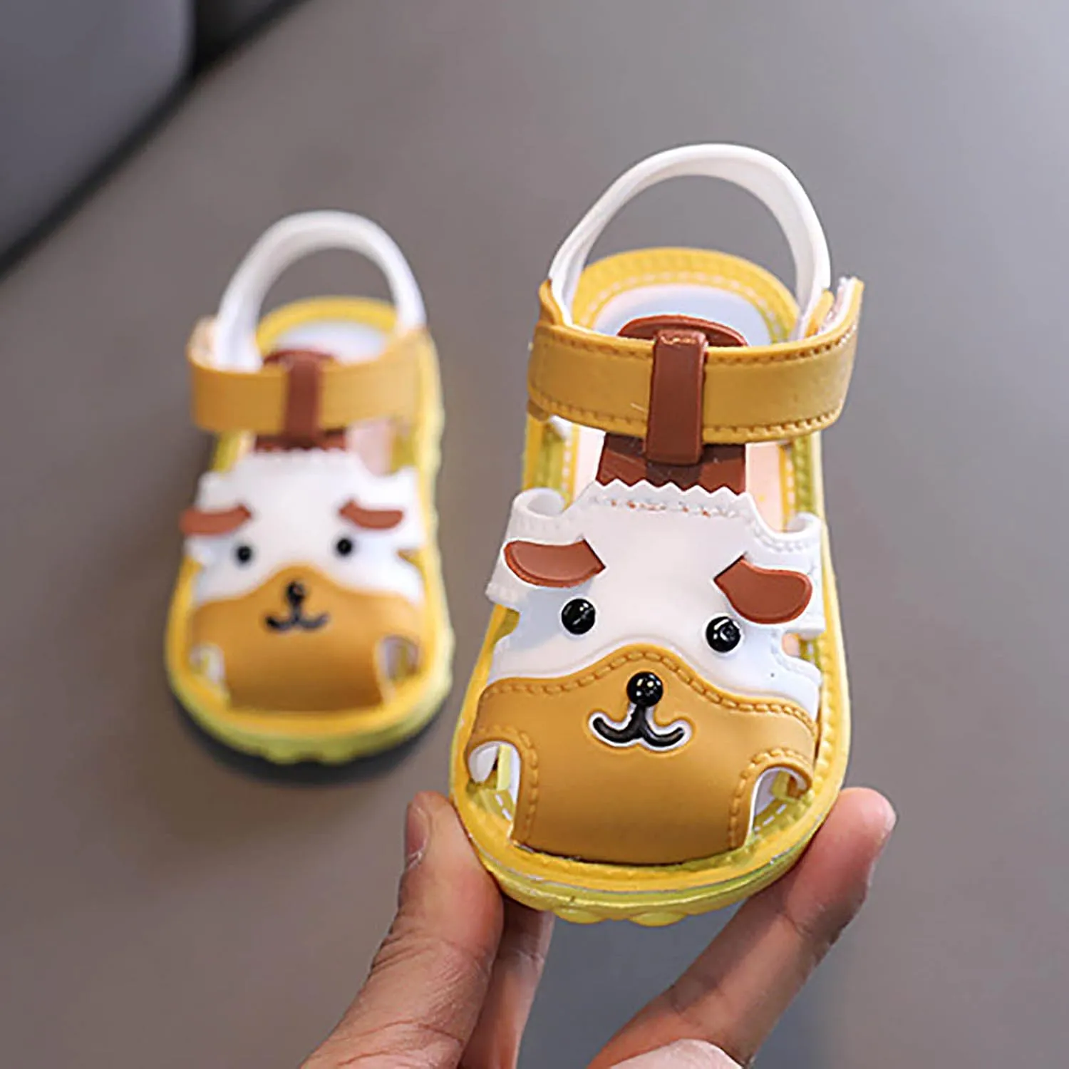 Boys Girls Summer Sandals Cartoon Dog Sandals Closed Toe Slip Premium Rubber Sole Toddler White Dress Shoes for Girls