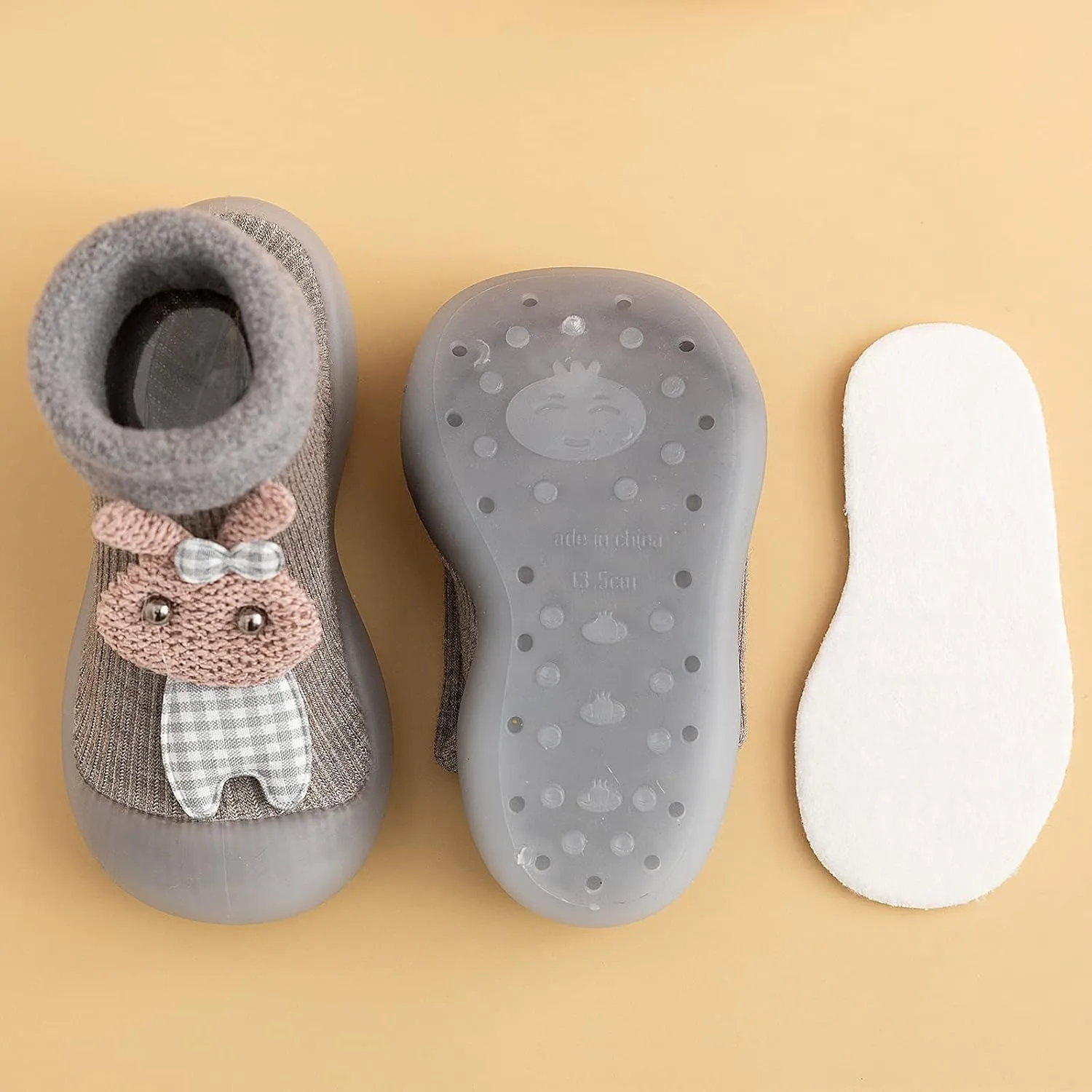 Boys Slip on Shoe Kids Toddler Baby Boys Girls Solid Warm Knit Soft Sole Rubber Shoes Socks Slipper Stocking Infant Wrestling Shoes