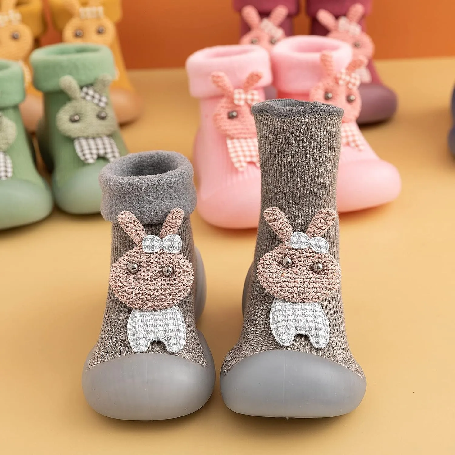 Boys Slip on Shoe Kids Toddler Baby Boys Girls Solid Warm Knit Soft Sole Rubber Shoes Socks Slipper Stocking Infant Wrestling Shoes