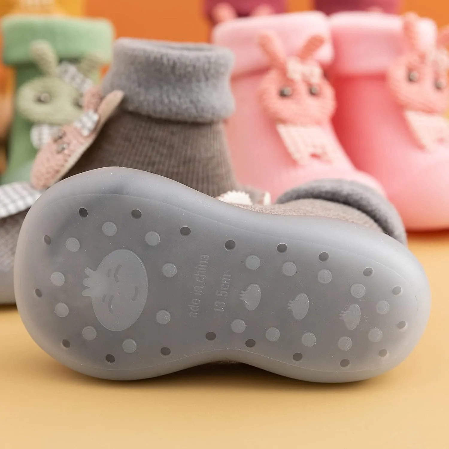 Boys Slip on Shoe Kids Toddler Baby Boys Girls Solid Warm Knit Soft Sole Rubber Shoes Socks Slipper Stocking Infant Wrestling Shoes