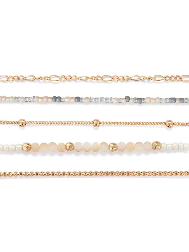 Bracelet 5pk Rose Cloud Gold Color 1004440282