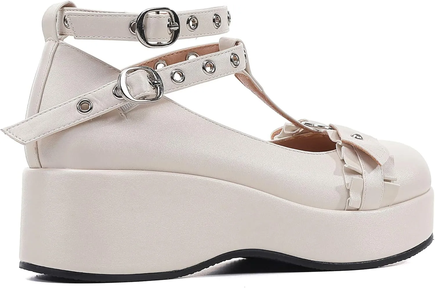 BYOMIGY Mary Jane Shoes Women Goth Platform Heels Chunky Heel Pumps with Ankle Strap Wedge Heels for Women