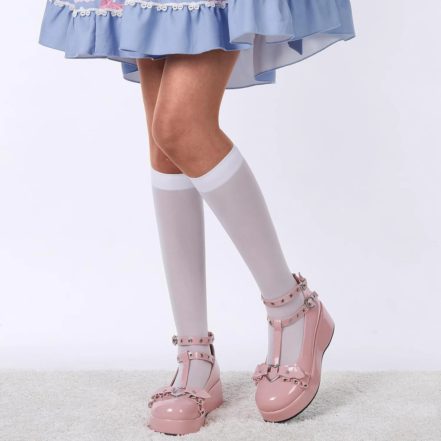 BYOMIGY Mary Jane Shoes Women Goth Platform Heels Chunky Heel Pumps with Ankle Strap Wedge Heels for Women