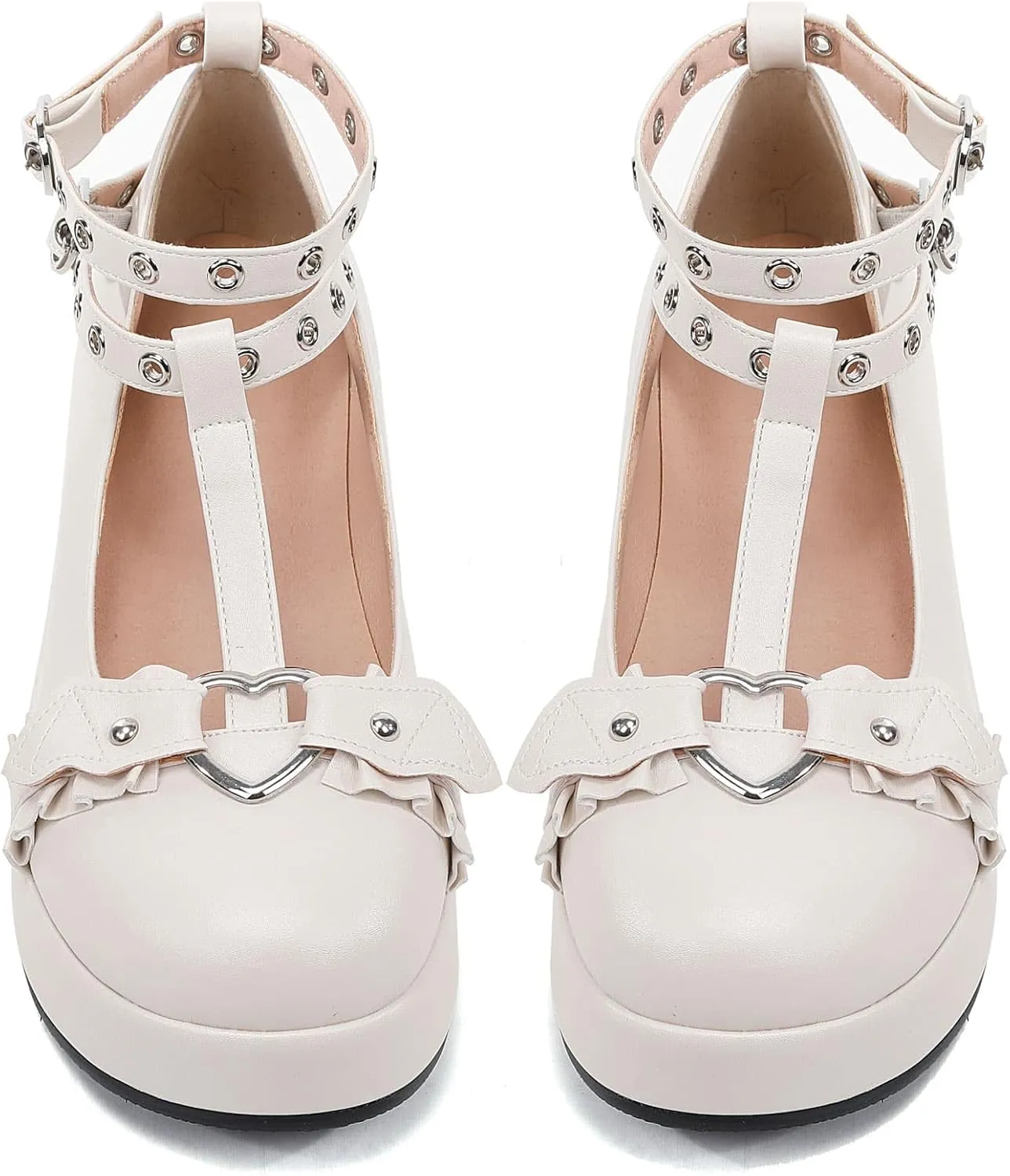 BYOMIGY Mary Jane Shoes Women Goth Platform Heels Chunky Heel Pumps with Ankle Strap Wedge Heels for Women