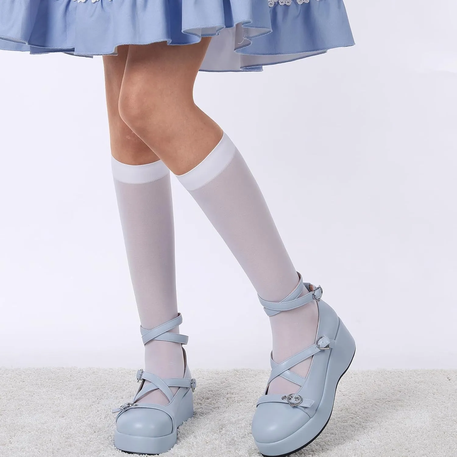 BYOMIGY Mary Jane Shoes Women Goth Platform Heels Chunky Heel Pumps with Ankle Strap Wedge Heels for Women
