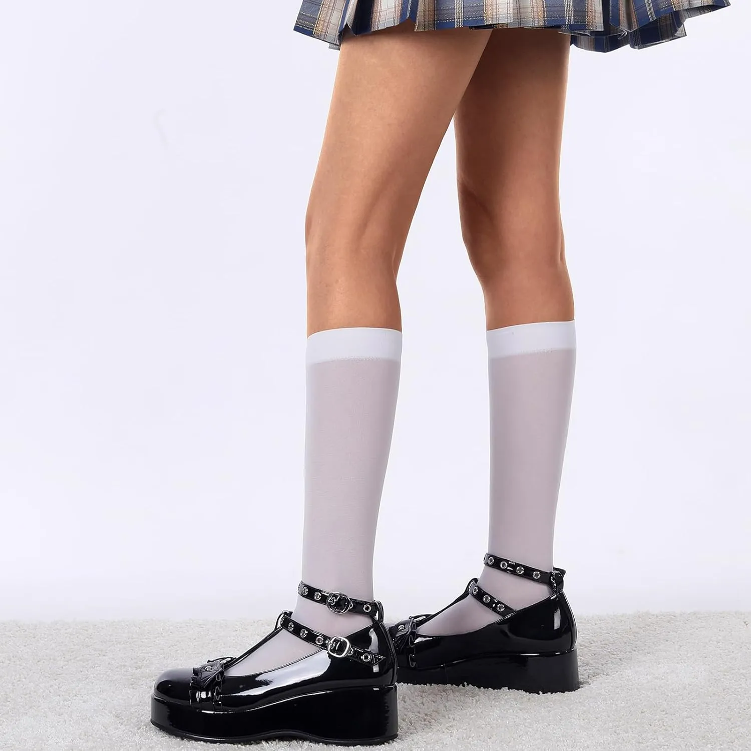 BYOMIGY Mary Jane Shoes Women Goth Platform Heels Chunky Heel Pumps with Ankle Strap Wedge Heels for Women