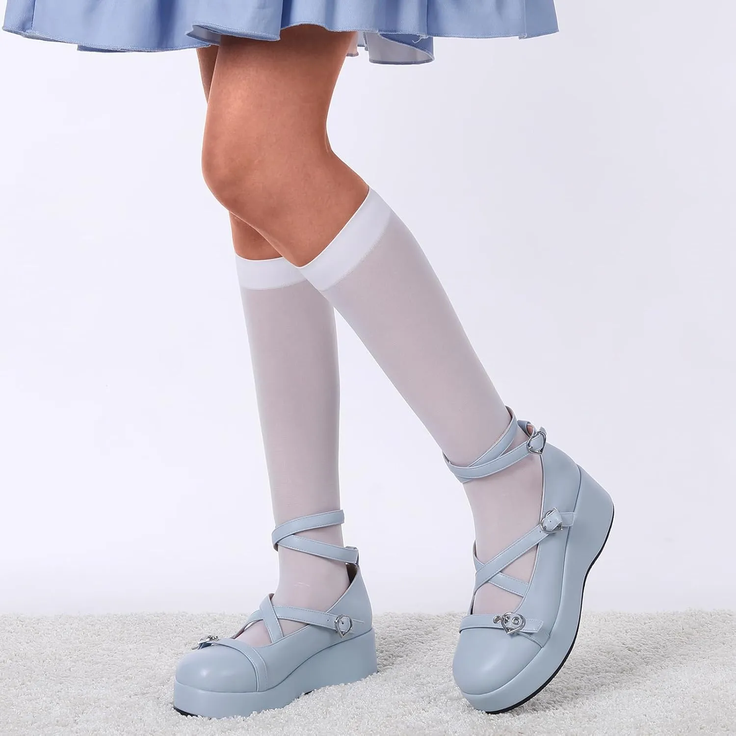 BYOMIGY Mary Jane Shoes Women Goth Platform Heels Chunky Heel Pumps with Ankle Strap Wedge Heels for Women