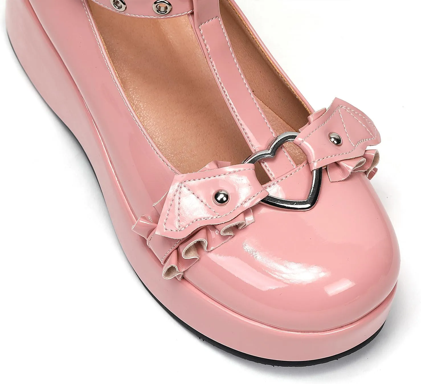 BYOMIGY Mary Jane Shoes Women Goth Platform Heels Chunky Heel Pumps with Ankle Strap Wedge Heels for Women