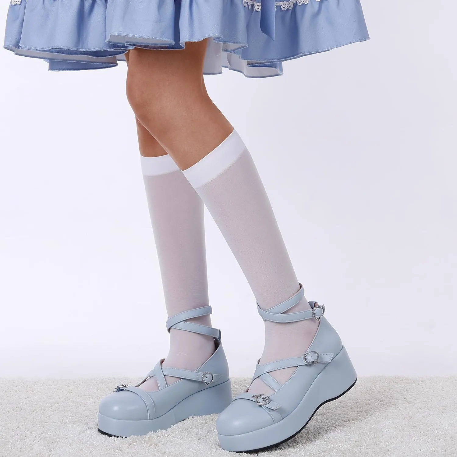 BYOMIGY Mary Jane Shoes Women Goth Platform Heels Chunky Heel Pumps with Ankle Strap Wedge Heels for Women