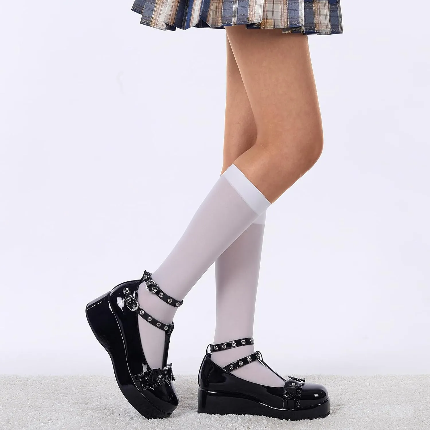 BYOMIGY Mary Jane Shoes Women Goth Platform Heels Chunky Heel Pumps with Ankle Strap Wedge Heels for Women