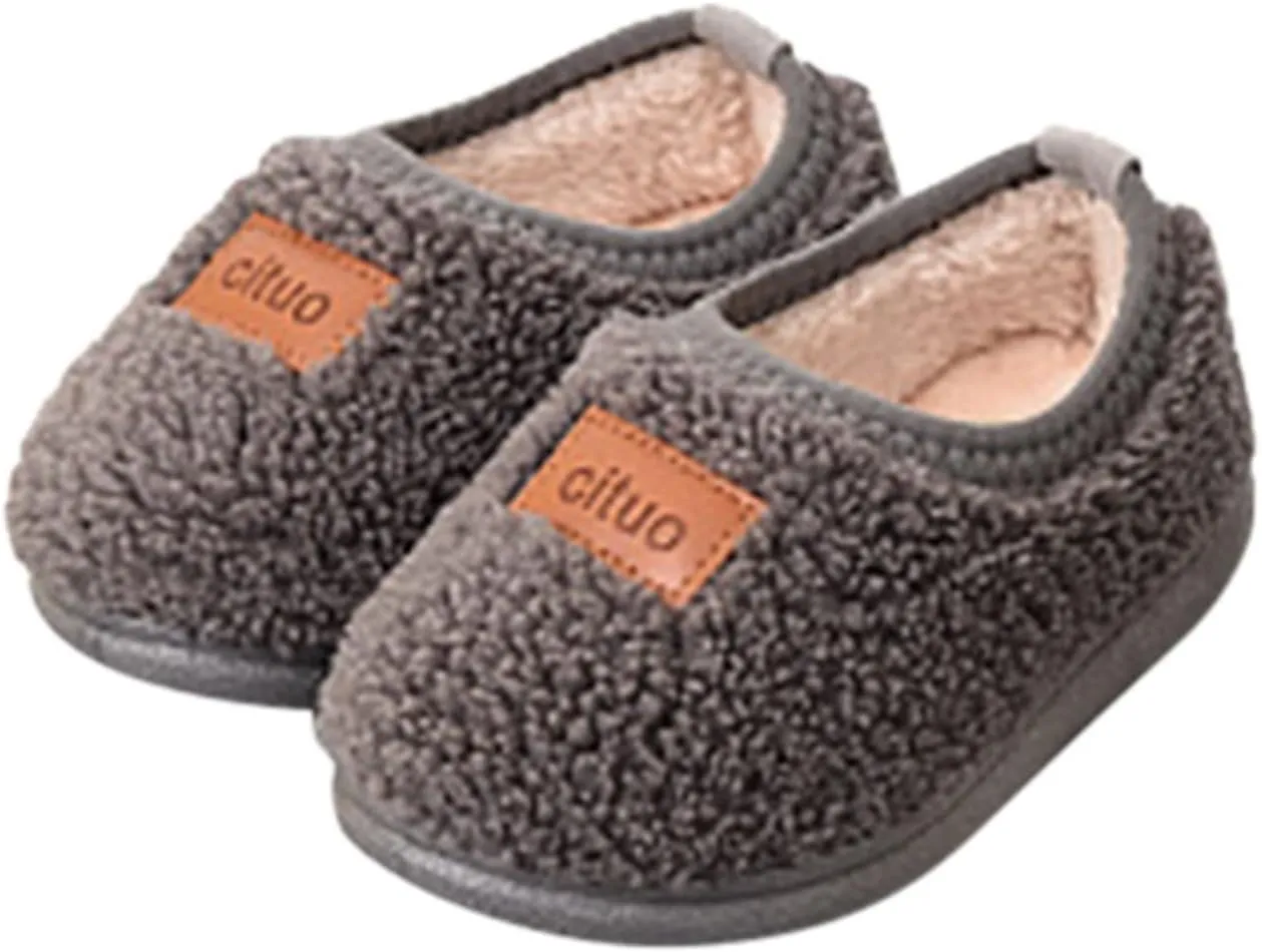 Childrens Girl Cotton Shoes Solid Color Fashion Soft Sole Winter Warm Indoor Non Slip Cotton Shoe Kid