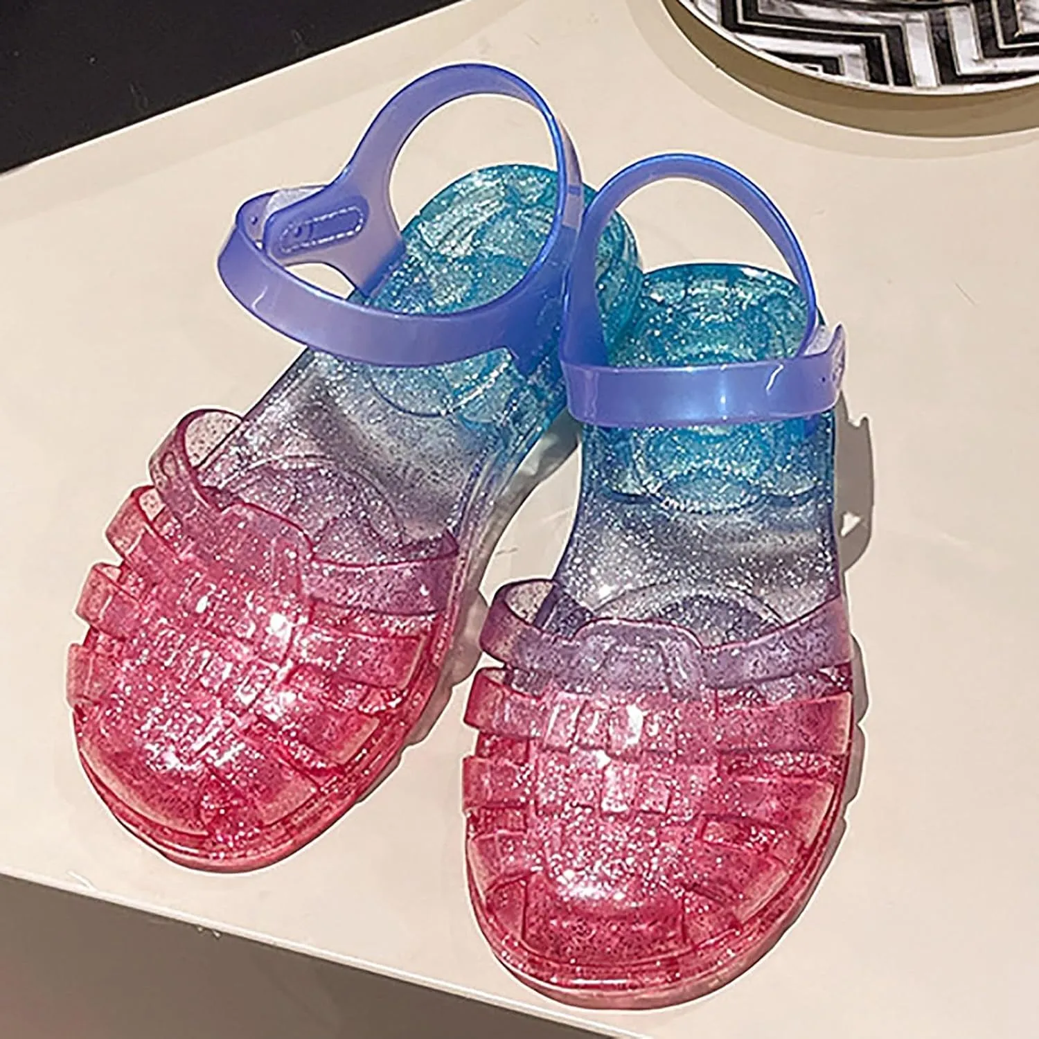 Crystal Jelly Shoes Glitter Butterfly Children Sandals Summer Baby Shoes Rome Girls Little Girls Sandals