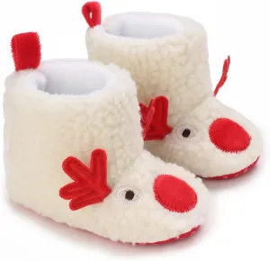 DSORVICD Infant Baby Baby Boys Girls Fleece Slippers Soft Anti-Slip Deer Booties Newborn Toddler Winter Warm Socks Crib Shoes