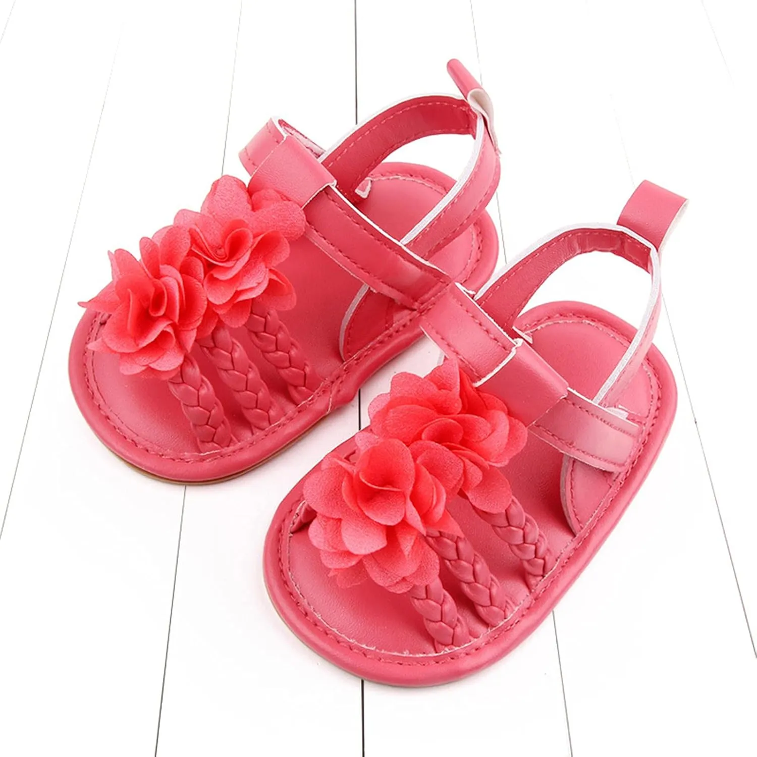 EnJoCho 0-18 Months Baby Boy Girl Summer Flower Sandals Non Slip Soft Sole Open Toe Toddler First Walker Crib Dress
