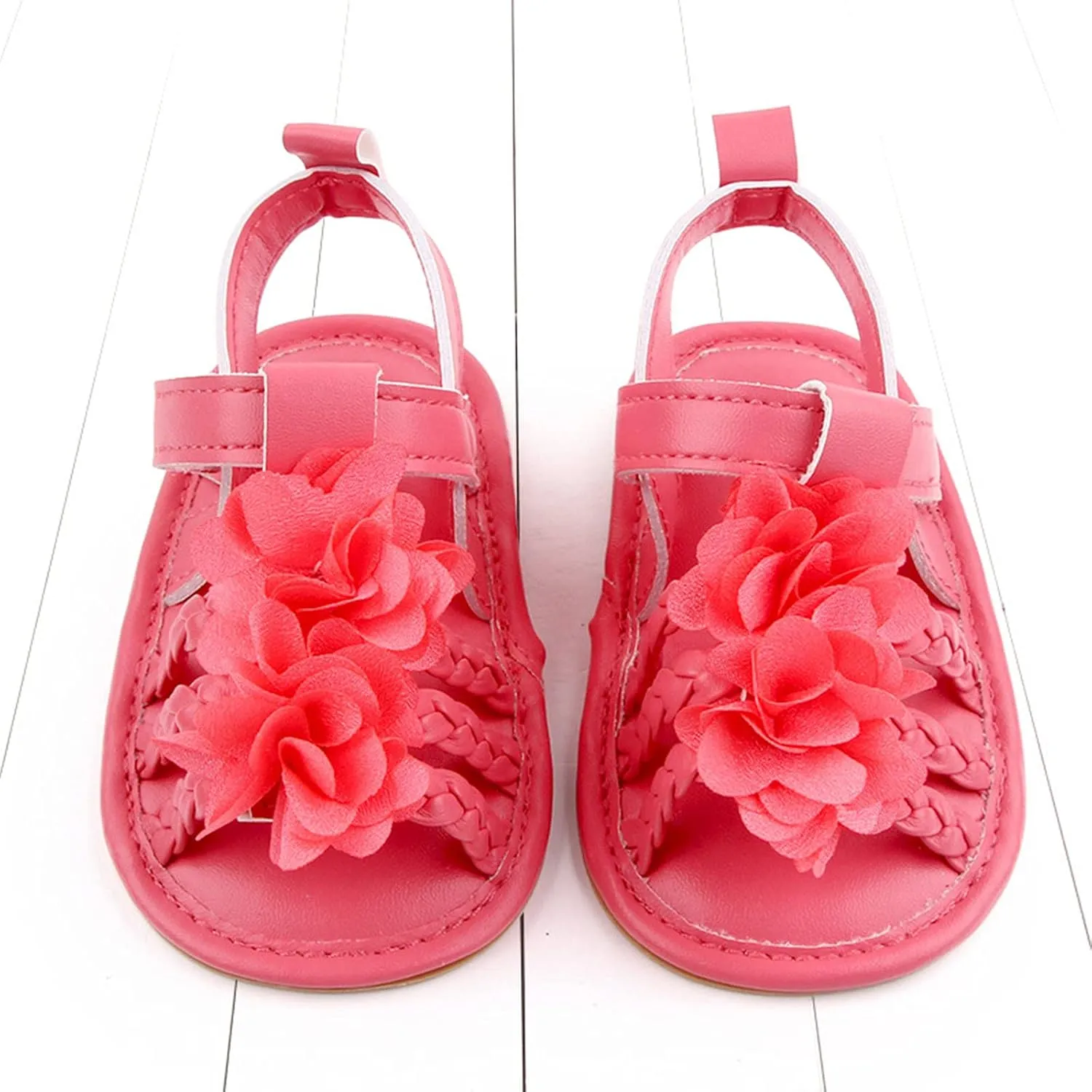 EnJoCho 0-18 Months Baby Boy Girl Summer Flower Sandals Non Slip Soft Sole Open Toe Toddler First Walker Crib Dress