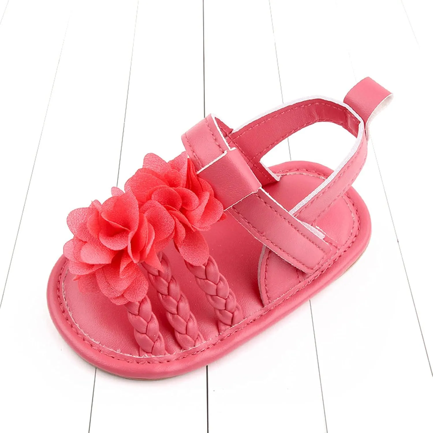 EnJoCho 0-18 Months Baby Boy Girl Summer Flower Sandals Non Slip Soft Sole Open Toe Toddler First Walker Crib Dress