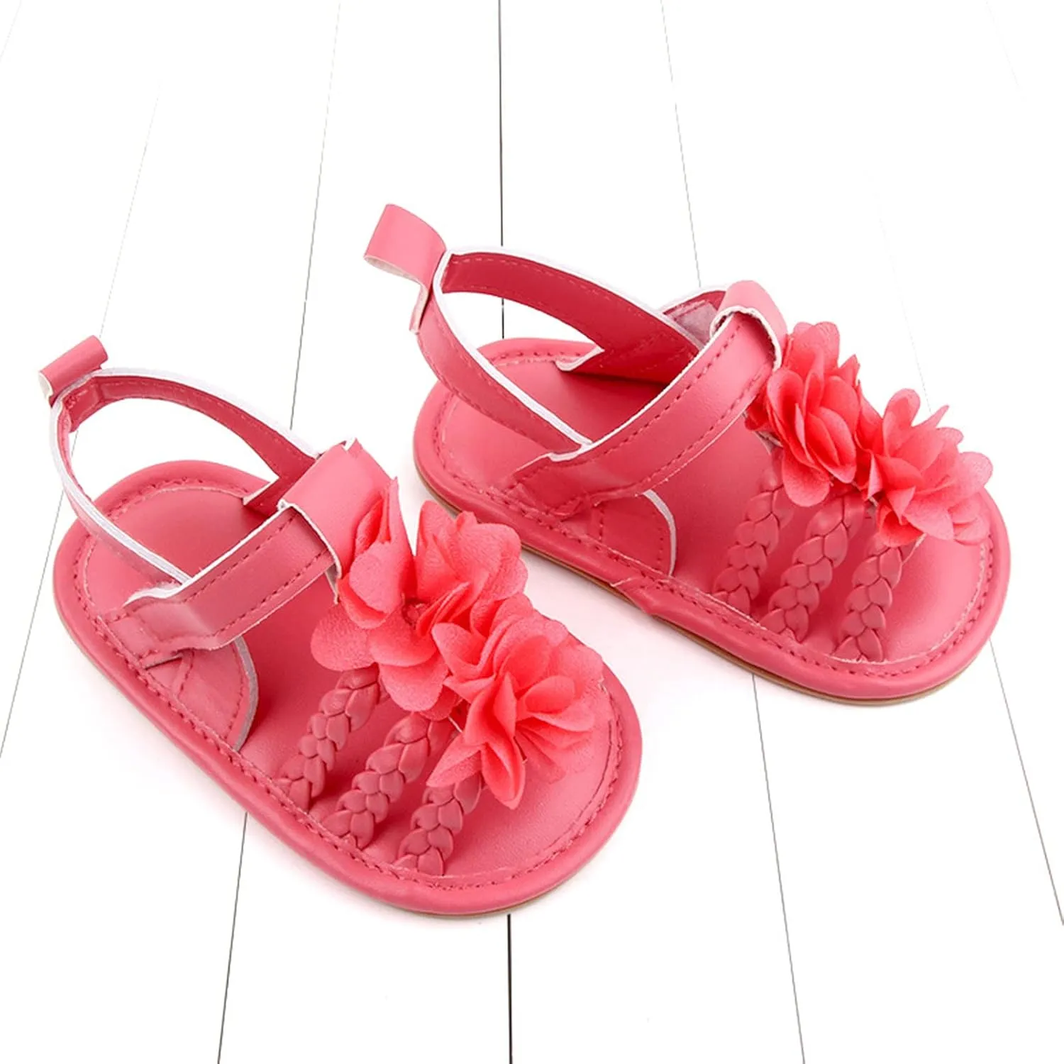 EnJoCho 0-18 Months Baby Boy Girl Summer Flower Sandals Non Slip Soft Sole Open Toe Toddler First Walker Crib Dress