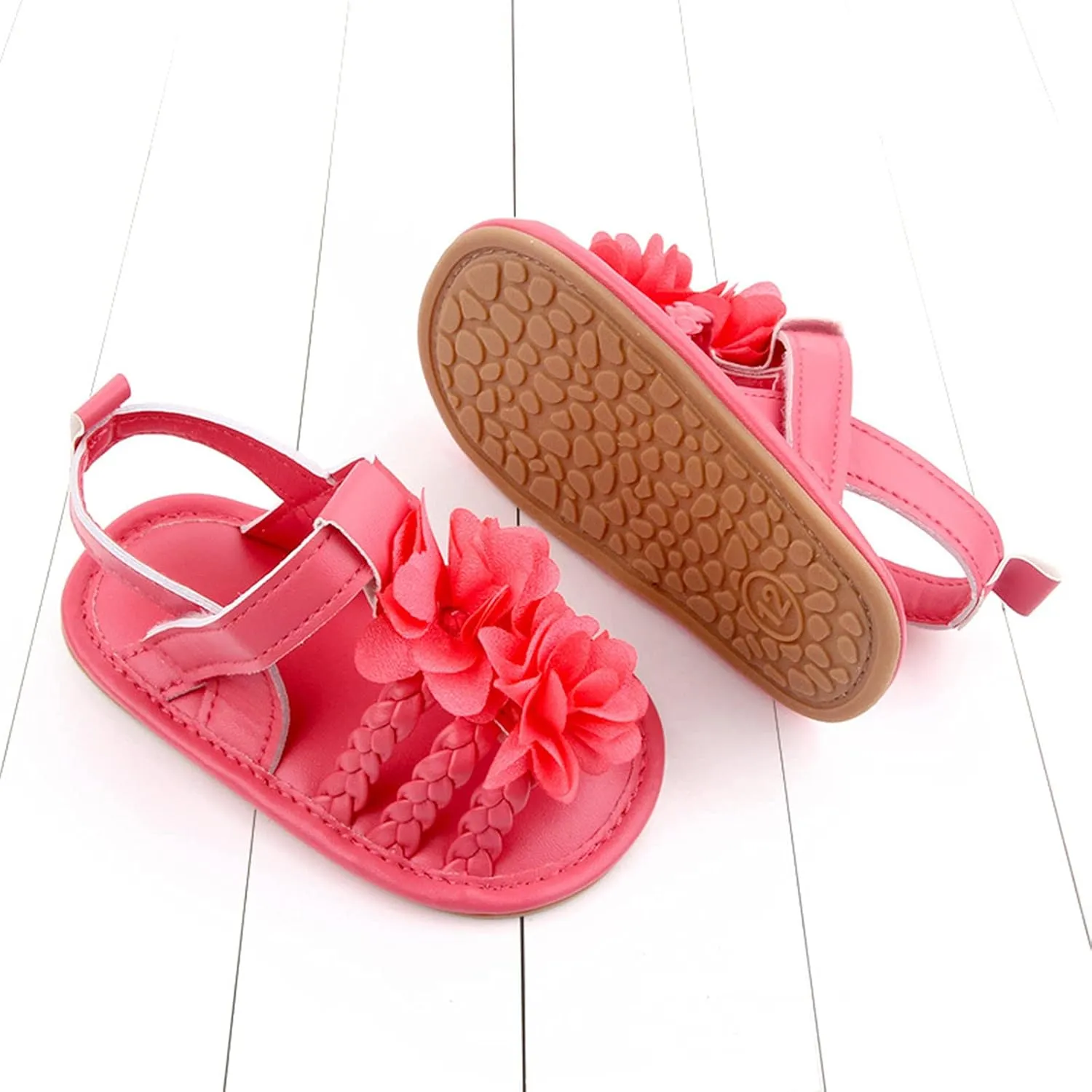 EnJoCho 0-18 Months Baby Boy Girl Summer Flower Sandals Non Slip Soft Sole Open Toe Toddler First Walker Crib Dress