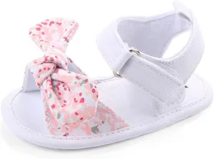 EnJoCho Baby Boys Girls Bow Sandals Soft Non-Slip Rubber Sole Summer Flat Walking Shoes Outdoor Indoor Casual Sandals (White-03#A, 0-6 Months)