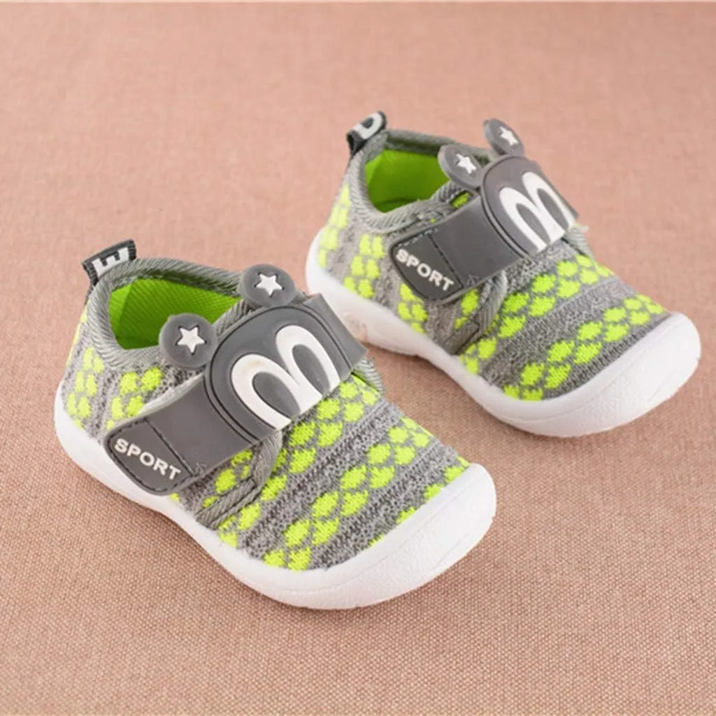 EnJoCho Baby Boys Girls Single Shoes Cartoon Star Anti-Slip Soft Sole Sneakers Toddler First Walker Warm Shoes 0-24M Old (Green-02A#, 12-15Months)