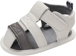 EnJoCho Baby Boys Sandals Summer Crib Shoes Splicing Soft Sole Infant Girls Princess Dress Flats First Walker Shoes (White-03#, 12-18M)