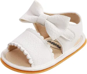 EnJoCho Baby Girl Boy Beach Sandals Soft Rubber Sole Anti-Slip Summer Bowknot Shoes Toddler Flats First Walkers Crib Shoe