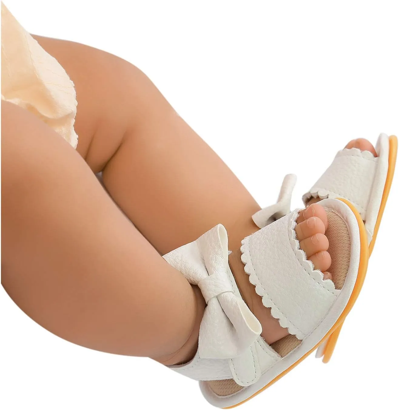 EnJoCho Baby Girl Boy Beach Sandals Soft Rubber Sole Anti-Slip Summer Bowknot Shoes Toddler Flats First Walkers Crib Shoe