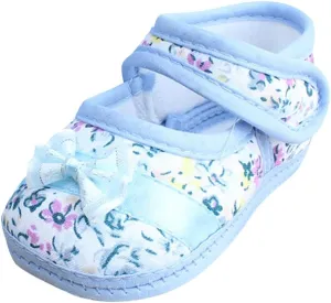 EnJoCho Baby Girls Soft Sole Infant Summer Shoes Bowknot Flat Anti Slip First Walking Shoe Newborn Toddler Prewalker Crib Shoes (Blue-02#, 12-18M)