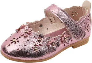 EnJoCho Girls Sandal Shoes Flower Shoes Hollow Flower Shoes Sandals Soft Sole Princess Sandals Baby Shoes 1-11 Years (Pink, 8 Years)