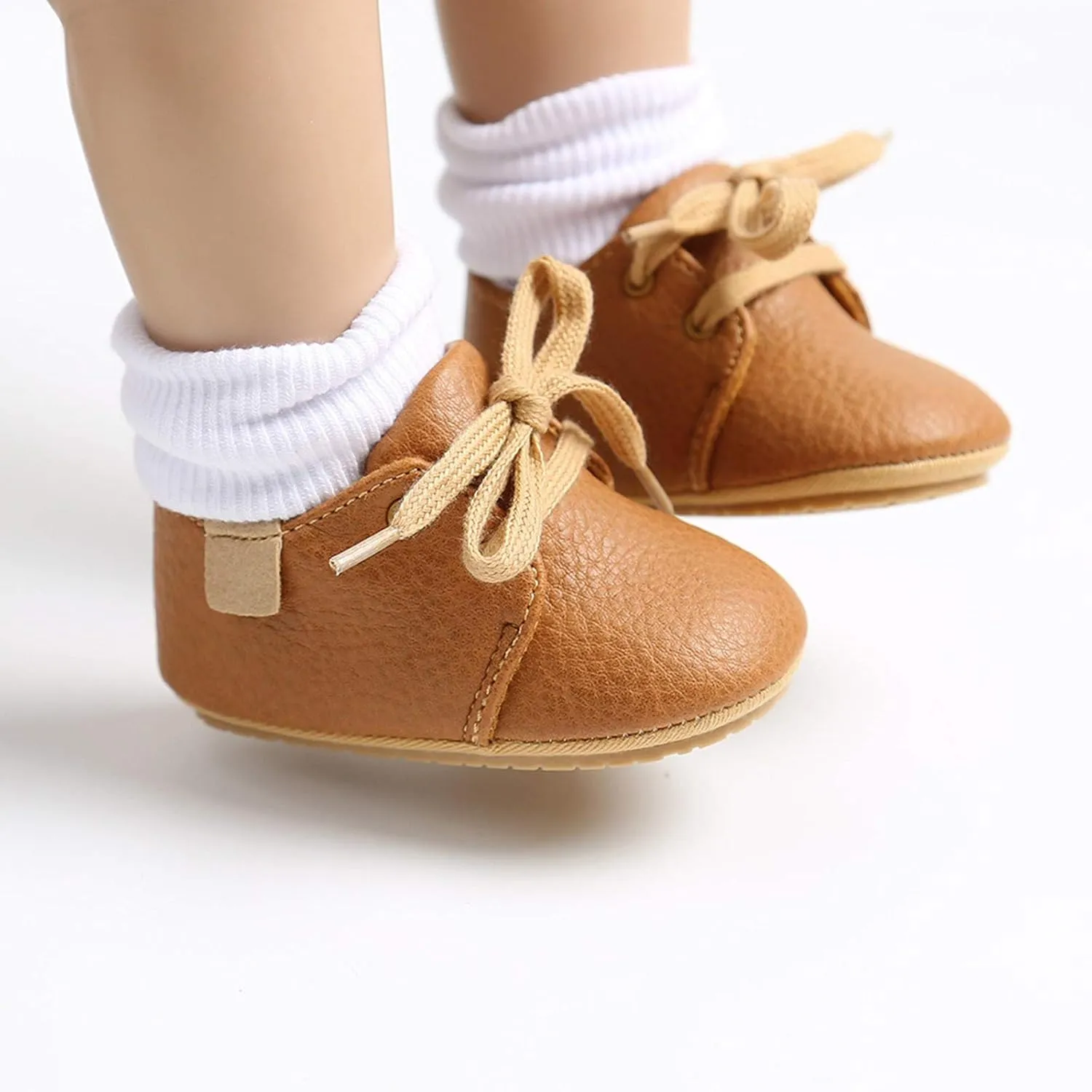EnJoCho Infant Baby Girl Boy Leather Shoes Soft Sole Slippers Ankle Sneakers 0-15Months Toddler Grib Shoes First Walkers (Coffee-06#E, 6-9Months)