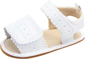 EnJoCho Infant Baby Girls Sandals Soft Non-Slip Sole Flat Walking Shoes Prewalker Comfort Summer Outdoor Casual Beach Shoes (White-06#A, 6-12 Months)
