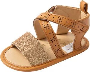 EnJoCho Infant Summer Beach Shoes Soft Anti-Slip Rubber Sole First Walker Baby Crib Shoes Baby Toddler Girls Boys Sandals (Gold-03#A, 6-12 Months)
