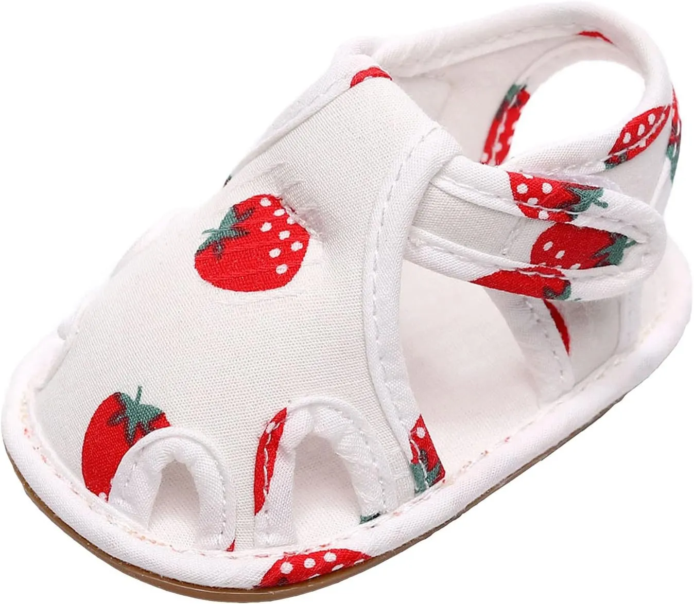 EnJoCho Infant Toddler Shoes Soft Sole Non Slip Toddler Floor Shoes Fruit Strawberry Print Sandals Toddler Walking Shoes (Red, 9Months)