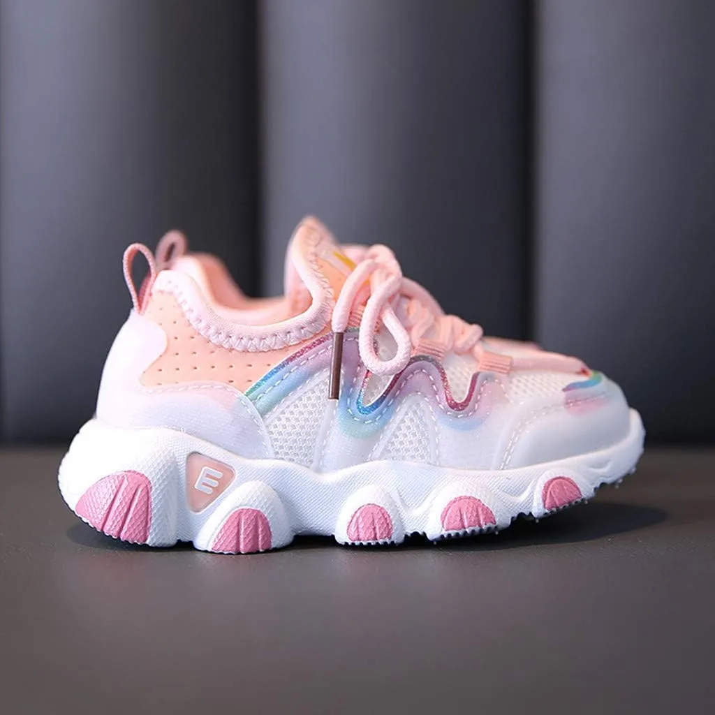 EnJoCho Kids Sneaker Girl's Lightweight Running Sports Shoes Mesh Breathable Tennis Casual Shoes Lace Up Soft Sole Shoes (Pink-06#n, 15-18Months)