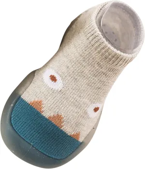 EnJoCho Newborn Baby Boys Girls Warm Socks Shoes Cartoon Cute Warm Anti-Slip Soft Sole Knit Slipper Prewalkers (Blue-07#A, 12-18 Months)