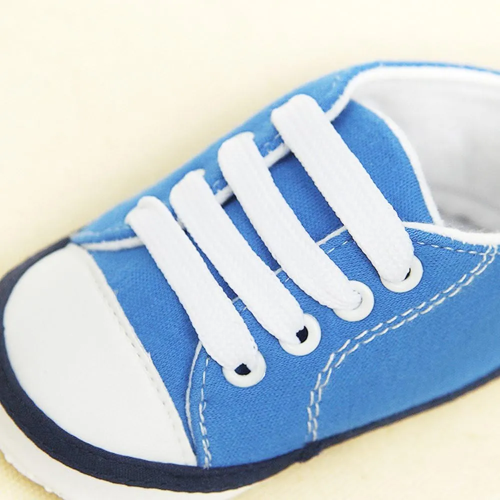 EnJoCho Shoe for Children,0-12M Newborn Infant Baby Football Print Sneaker Anti-Slip Soft Sole Toddler Canvas Shoes (Blue-04#, 3-6M)