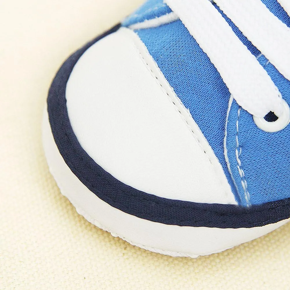 EnJoCho Shoe for Children,0-12M Newborn Infant Baby Football Print Sneaker Anti-Slip Soft Sole Toddler Canvas Shoes (Blue-04#, 3-6M)