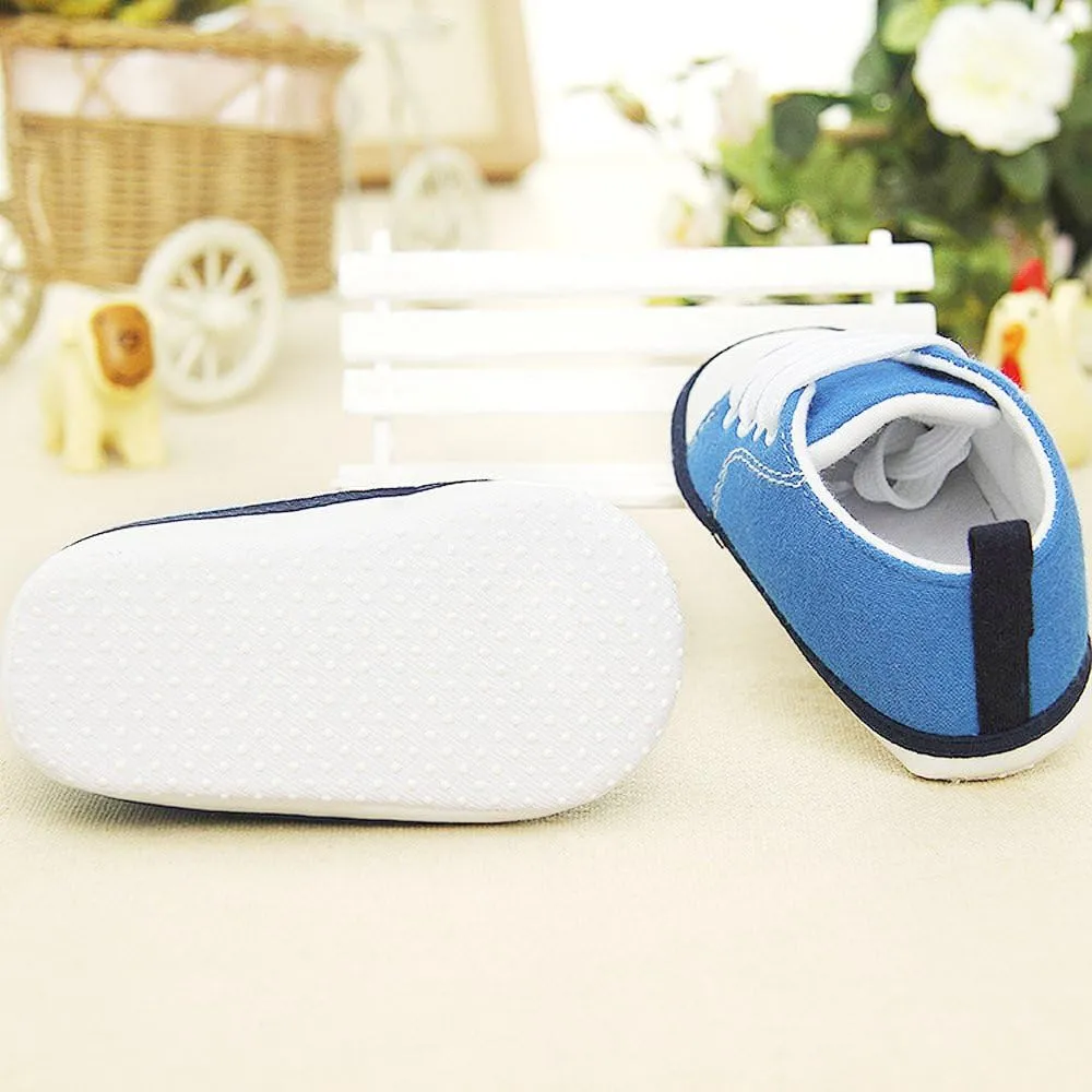 EnJoCho Shoe for Children,0-12M Newborn Infant Baby Football Print Sneaker Anti-Slip Soft Sole Toddler Canvas Shoes (Blue-04#, 3-6M)