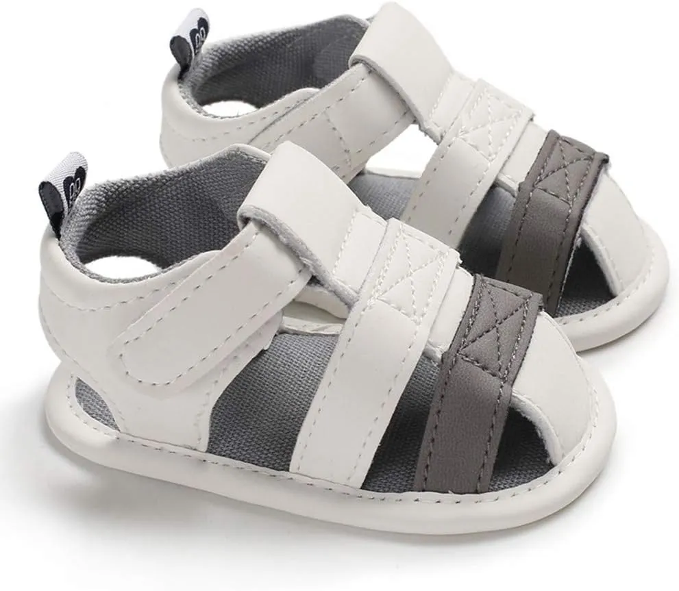 EnJoCho Shoe for Toddler,0-18M Infant Newborn Baby Boy Splicing Soft Sole Prewalker Sandals Single Shoes Crib Shoes (White, 6-12M)